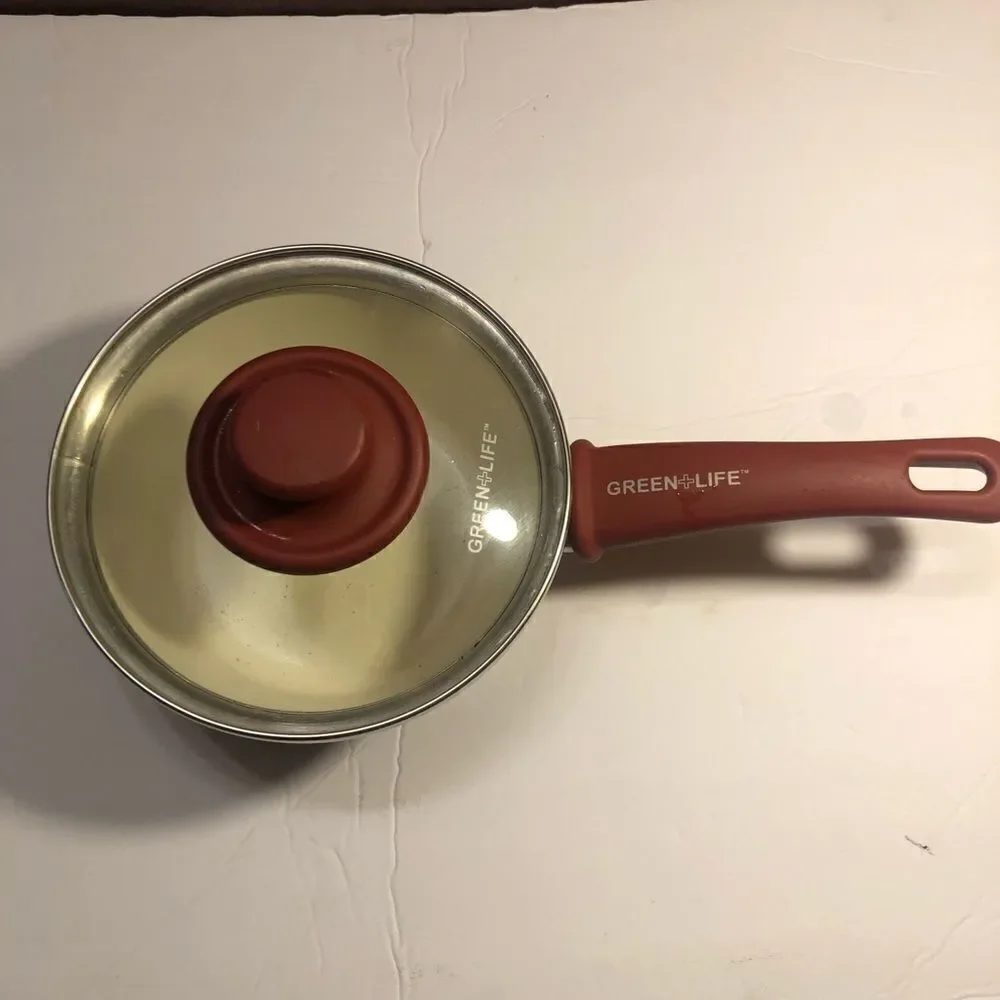 Green Life red enamel cookware. 1.5 qt